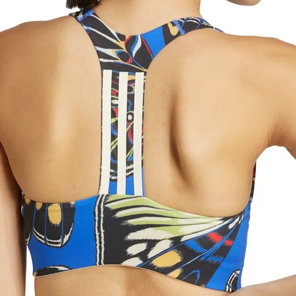 Adidas X Farm Rio Blue Multicolor Butterfly Crop Top - Picture 2 of 11